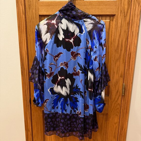Diane von Furstenberg Effie Floral Silk Shift Dress, SZ L - Picture 8 of 15